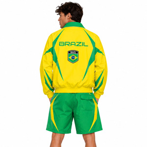 Chaqueta Cortavientos y Pantalones Cortos Estilo Brasileño Y2K, Traje Deportivo de Nailon Amarillo Verde, Sublimación, Ligero, Sudadera con Capucha para Verano - Product Image 2