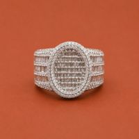 Bague de rappeur Hip Hop Iced Out en Argent Sterling 925 avec Moissanite VVS taille baguette et ronde, entièrement sertie