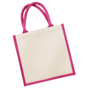 กระเป๋าช้อปปิ้งผ้าปอกระเจา 100% ลายเรียบ ขนาดเล็ก คุณภาพดีที่สุด เป็นมิตรกับสิ่งแวดล้อม รับทำโลโก้ตามสั่ง ผลิตเพื่อการส่งออก ขายส่งจากบังกลาเทศ - Product Image 1