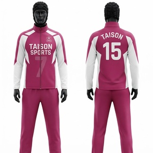 Traje de Entrenamiento de Rugby Unisex de Primera Calidad, 300 Gramos, Poliéster Tricot, con Capucha, Impermeable, Panel Rosa y Blanco, Logotipo Personalizado por Sublimación - Product Image 1