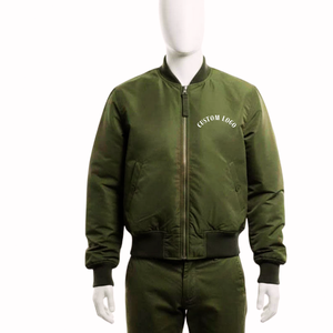 เสื้อแจ็คเก็ตบอมเบอร์ผู้ชายแบบมีซิป คอตั้ง กันลม ระบายอากาศได้ดี สำหรับฤดูหนาว สไตล์ลำลอง  ผ้าไนลอน/โพลีเอสเตอร์  พร้อมโลโก้ด้านหน้าแบบสั่งทำพิเศษ - Product Image 1