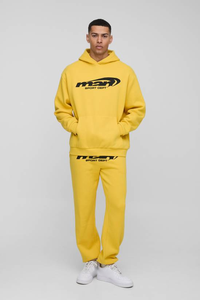 Survêtement pour homme en coton 100% personnalisé, coupe classique, pantalon de survêtement à capuche, ensembles de jogging, molleton lourd, survêtement décontracté uni - Product Image 4