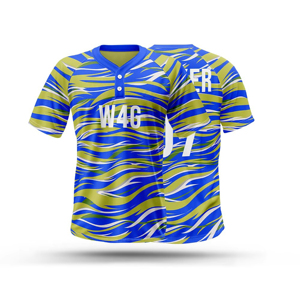 Green Striped Baseball Jersey Men's Short Sleeve V-Neck Sublimated Print Moisture Wicking 100% <b>Polyester</b> Adult Regular Fit - Product Image 4