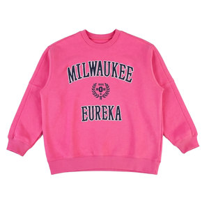 เสื้อสเวตเชิ้ตคอกลมผู้หญิง Milwaukee ผ้าเทอร์รี่ พิมพ์ลายตัวอักษรสีแดง ปักลาย ทรงปกติ ผ้าฝ้ายถัก แขนยาว สำหรับฤดูใบไม้ร่วง - Product Image 3