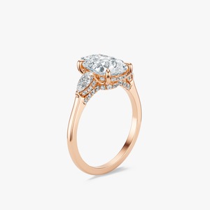 Bague à trois pierres en diamant de laboratoire brillant en forme de poire de 3 carats en or 14 carats, bijoux de créateur pour mariée - Product Image 6