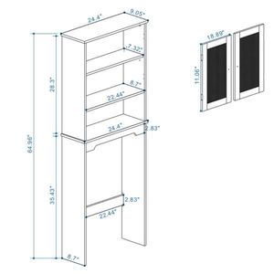 Adjustable Rattan Door Over the Toilet Storage Cabinet 2-Shelf Open Bathroom Shelves - Product Image 1