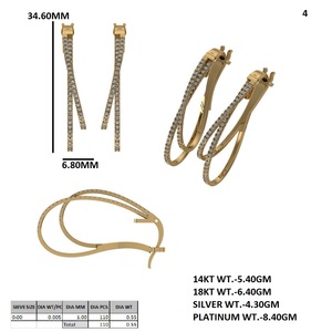 Boucles d'oreilles créoles torsadées couleur or avec diamants synthétiques pour femme, idéales pour anniversaire, mariage, fête - Product Image 5