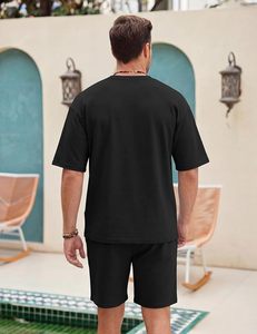 Ensembles décontractés pour hommes, 2 pièces, tenues d'été, t-shirt extensible athlétique et shorts de jogging à cordon de serrage, ensembles de survêtements - Product Image 3