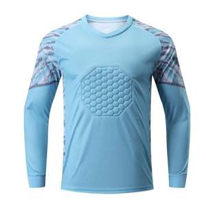 Men Long Sleeve Soccer Goalkeeper Jersey V-<b>neck</b> <b>Padded</b> Geometric Print Polyester Regular Fit Adult All Seasons - Product Image 3