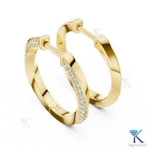 Pendientes de Aro con Diamantes CVD Cultivados en Laboratorio, Diseño Trenzado, Engastados en Oro Sólido de 14K, Joyería Fina de Lujo para Mujer, Boda, Novia - Product Image 4