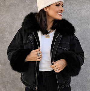 Producto no ( DJ-83) chaqueta vaquera con logotipo personalizado con forro de piel servicio de marca propia de Ayat export International hecho en Pakistán - Product Image 5