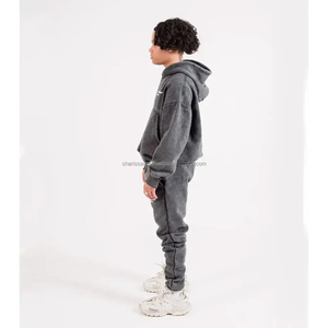 2024 High Quality Heavyweight Acid Washed Hoodie and <b>Sweatpants</b> <b>Set</b> Vintage Custom Mens French Terry Cotton Streetwear Tracksuit - Product Image 5