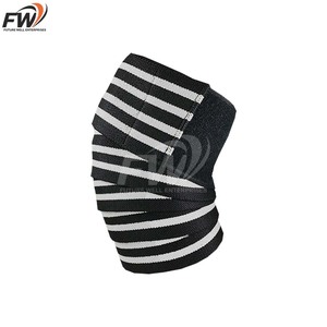 Bandes de genou OEM élastiques 100% laine antidérapantes avec logo et couleur personnalisés pour l'entraînement quotidien, longues bandes de genou avec fermeture à crochet - Product Image 4