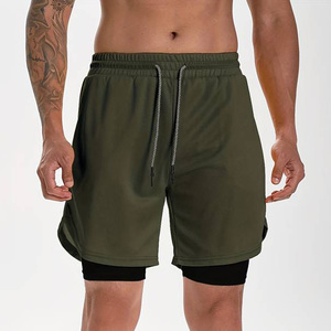 กางเกงวิ่งผู้ชายแบบ 2-in-1 สองชั้น แห้งเร็ว สำหรับออกกำลังกาย ฟิตเนส เทรนนิ่ง กีฬา พร้อมซับในรัดรูปและกระเป๋าซิป - Product Image 2