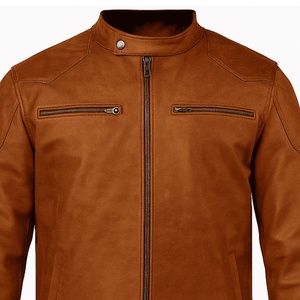 5KINGZ SPORTS <b>Men's</b> Brown <b>Suede</b> Breathable Moto <b>Jacket</b> Polyester Lining Stand Collar Zipper Closure Regular Fit Sporty Winter - Product Image 4