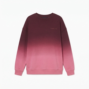 Sweat-shirt dégradé effet teinture pour femme, en molleton de coton brossé, col rond, manches longues, bicolore, décontracté et tendance - Product Image 3