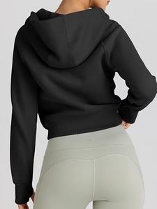 Women's <b>Zip</b> <b>up</b> Hoodies <b>Cropped</b> Jackets 100% Cotton Anti-Pilling Color Blocked Fall Clothes 2026 - Product Image 5