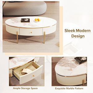 Tavolino Moderno Ovale con 2 Grandi Cassetti per Conservazione e Organizzazione - Product Image 4