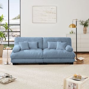 Divano Cloud a 2 Posti in Ciniglia Blu per Soggiorno con 2 Cuscini Lombari e 2 Cuscini Decorativi - Product Image 3
