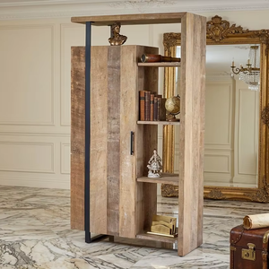 Meuble de rangement multifonctionnel en teck massif écologique Miya Premium, finition naturelle scandinave moderne, pour salon - Product Image 4