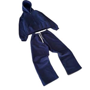 Sudadera con capucha y pantalones de chándal para correr para hombre, jersey en blanco con logotipo de impresión personalizado, conjuntos de chándal - Product Image 1