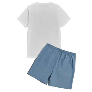 Ensemble de vêtements de sport pour hommes, toutes tailles, prix de gros, été, logo personnalisé imprimé, ensemble short deux pièces, en vente - Product Image 2