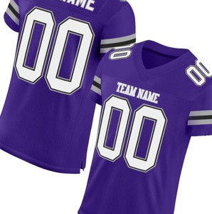 Camiseta de fútbol morada personalizada, números blancos, rayas grises, malla transpirable de poliéster, ropa de equipo, nombre y número personalizados, talla grande - Product Image 3