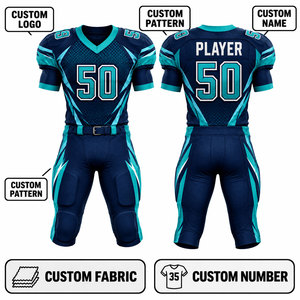 เสื้อฟุตบอลอเมริกันแบบกำหนดเองสำหรับผู้ชาย ผู้ใหญ่ พิมพ์ลายแบบ Sublimation ระบายเหงื่อได้ดี โพลีเอสเตอร์ คอวี แขนสั้น หมายเลขทีม 50 - Product Image 4