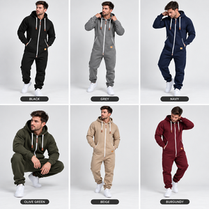 Custom <b>Men</b>’s Tracksuit <b>Jumpsuit</b> – Full Zip Hooded Fleece Romper <b>for</b> Casual & Streetwear - Product Image 6