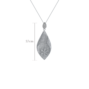 Collar de Lujo para Mujer con Colgante de Diamantes, Plata 925 con Baño de Rodio, Diseño Floral, Corte de Pera, Cadena de Serpiente - Product Image 2