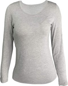 Estilo deportivo para el trabajo, ropa duradera y de alto rendimiento, top informal cómodo de cuello redondo básico minimalista para mujer, manga larga - Product Image 1