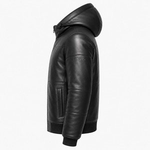 Blouson moto en cuir véritable marron pour homme, col montant, fermeture éclair, coupe classique, style motard, vêtement d'extérieur pour l'automne - Product Image 4