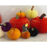 Décorations de table en papier nid d'abeille de 6 pouces en forme de citrouille pour Thanksgiving et Halloween, écologiques, vente en gros, haute qualité