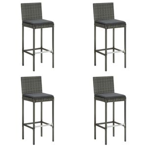 Set di 4 Sgabelli da Bar Alti in Polyrattan Grigio per Arredamento da Esterno - Product Image 1