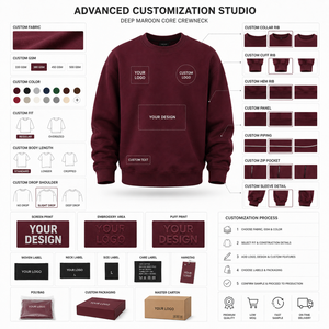 Oversized Sweatshirt OEM Men Curved Hem Lightweight <b>Jumper</b> Autumn Small Batch Wholesale Varsity Crewneck Sweatshirts - Product Image 2