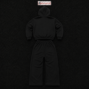 Ensemble de survêtement noir à capuche pour homme, fermeture éclair intégrale, imprimé, coupe décontractée, en coton, sweat-shirt et pantalon, style décontracté pour l'automne - Product Image 6
