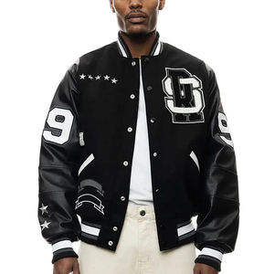 OEM 3D Embroidery <b>Patchwork</b> Custom Unisex Winter Varsity <b>Jacket</b> with Hood Wool Streetwear Plus Size - Product Image 6