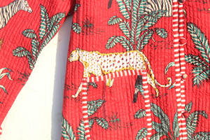 Veste matelassée réversible en coton faite à la main pour femme, manteau court 100 % coton avec imprimé bloc, veste matelassée pour femme - Product Image 4