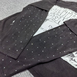 Sudadera de manga larga de doble capa con bordado de parches, pedrería, estampado y lavado ácido, estilo oversize, ropa streetwear personalizada - Product Image 4