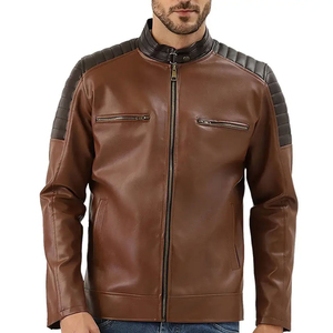 High Street Style Lightweight <b>Leather</b> <b>Jacket</b> Stand Collar with Good Quality Hot Sale OEM Serviced Cheap Price <b>jacket</b> for <b>men</b> - Product Image 1