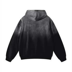 Men's Oversized Black Hooded Sweatshirt Cotton French Terry Casual Pullover <b>Hoodie</b> Solid Color Regular Fit Autumn Wear - Product Image 2