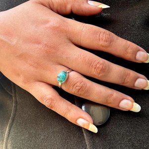 Kingman <b>Turquoise</b> <b>Ring</b> Sterling Silver Boho Statement Gemstone Jewelry Handmade for Women - Product Image 6