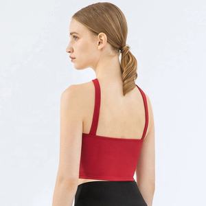 Top corto deportivo transpirable de invierno para mujer con cuello halter acanalado y diseño cruzado tipo bandana - Product Image 3