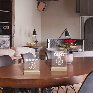 Elegant Acrylic <b>Table</b> <b>Number</b> Sign Custom Laser-Engraved or Printed Stand for Weddings, Restaurants, and Events - Product Image 6