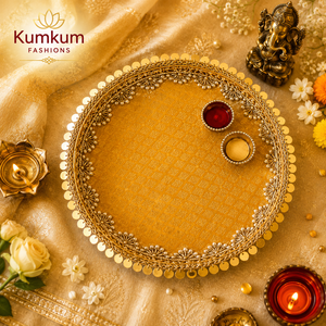 Indian Handcrafted Eco-Friendly Removable Decorative Pooja Thali Aarti Plate Diwali Festival Favors Wedding <b>Home</b> Temple - Product Image 5