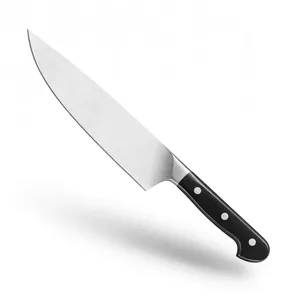 Cuchillo de Chef Clásico de 8 Pulgadas, Hoja Plateada Lisa, Mango Negro con Tres Remaches, Cuchillo de Cocina para Cortar Frutas y Verduras en Rodajas y en Cubos, Preparación de Alimentos - Product Image 3