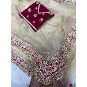 Collection de saris de style Bollywood, tissu en mousseline chic - Product Image 4