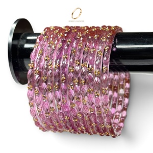 Colección de Brazaletes de Cristal de Cachemira Transparentes en Rosa Lila y Morado, con Diseño de Gotas de Lluvia, para Mujer, Joyería de Moda para Bodas - Product Image 1