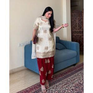 Conjunto de Top, Pantalones Palazzo y Dupatta para Fiesta, Hermoso para Mujer - Product Image 3