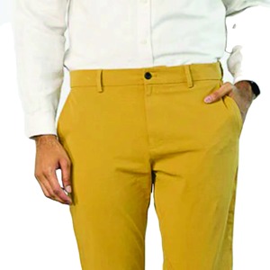 Pantalon chino en coton gris clair pour homme, coupe droite, style décontracté chic, fermeture boutonnée, taille mi-haute, devant plat, idéal pour le printemps - Product Image 6